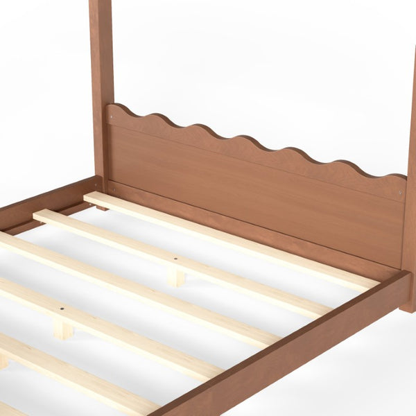 English Elm Full Size Montessori House Bed Low Pine Wood Frame for Kids Imaginative Play Natural 78.2 L x 56.1 W x 62.5 H W1580P535184