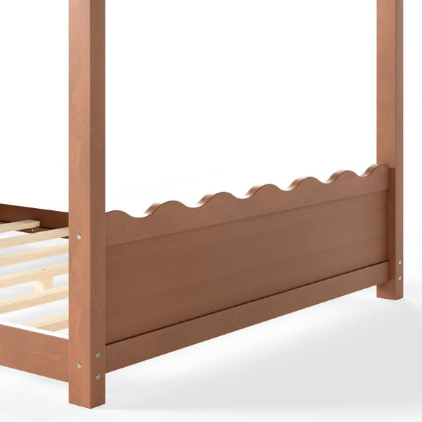 English Elm Full Size Montessori House Bed Low Pine Wood Frame for Kids Imaginative Play Natural 78.2 L x 56.1 W x 62.5 H W1580P535184