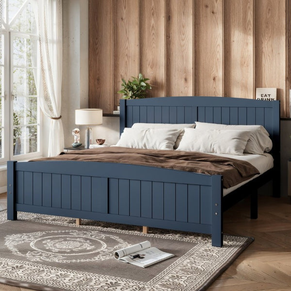 English Elm King Solid Wood Platform Bed Low Profile Pine Frame No Box Spring Needed Bedroom W1580P542617