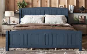 English Elm King Solid Wood Platform Bed Low Profile Pine Frame No Box Spring Needed Bedroom W1580P542617