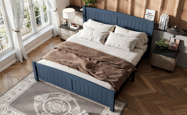 English Elm King Solid Wood Platform Bed Low Profile Pine Frame No Box Spring Needed Bedroom W1580P542617