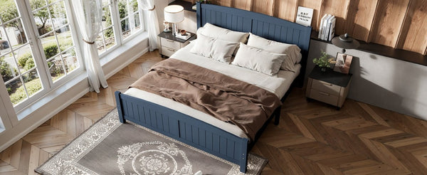 English Elm King Solid Wood Platform Bed Low Profile Pine Frame No Box Spring Needed Bedroom W1580P542617