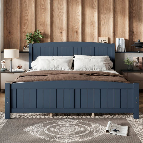 English Elm King Solid Wood Platform Bed Low Profile Pine Frame No Box Spring Needed Bedroom W1580P542617
