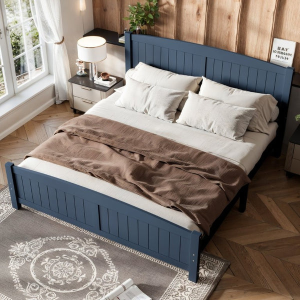English Elm King Solid Wood Platform Bed Low Profile Pine Frame No Box Spring Needed Bedroom W1580P542617