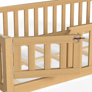 English Elm Twin Floor Bed for Kids with Pine Frame Guardrails and Swing Door Play Space Natural W1580P554752