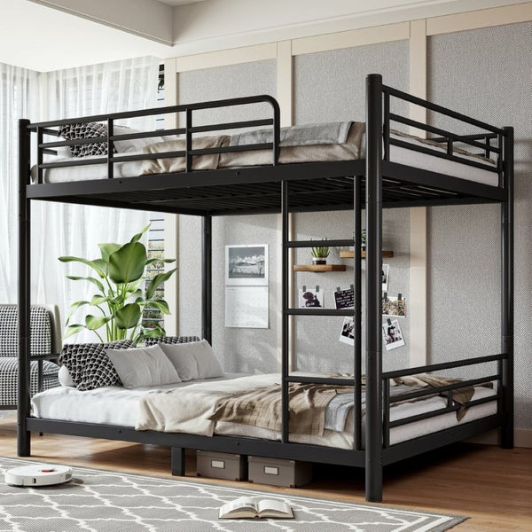 English Elm Queen Over Steel Bunk Bed Converts to Two Separate Frames No Box Spring W1580S00607