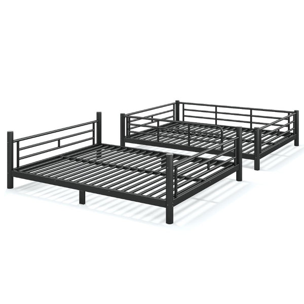 English Elm Queen Over Steel Bunk Bed Converts to Two Separate Frames No Box Spring W1580S00607