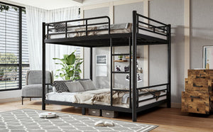 English Elm Queen Over Steel Bunk Bed Converts to Two Separate Frames No Box Spring W1580S00607