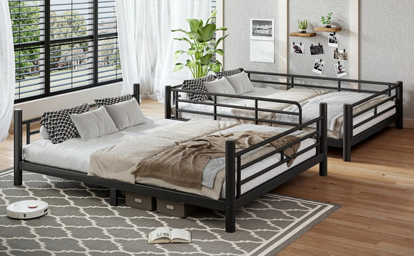 English Elm Queen Over Steel Bunk Bed Converts to Two Separate Frames No Box Spring W1580S00607