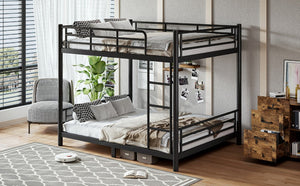 English Elm Queen Over Steel Bunk Bed Converts to Two Separate Frames No Box Spring W1580S00607
