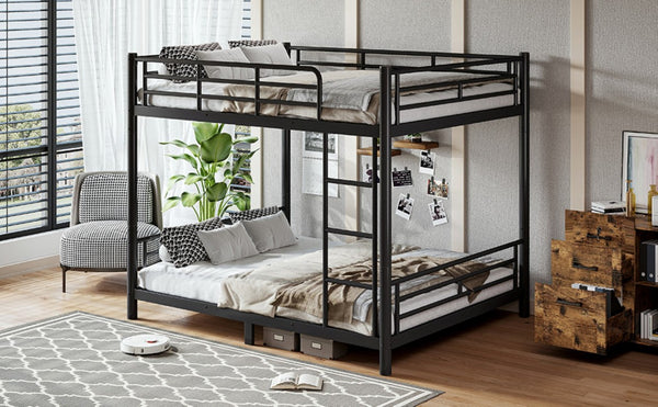English Elm Queen Over Steel Bunk Bed Converts to Two Separate Frames No Box Spring W1580S00607