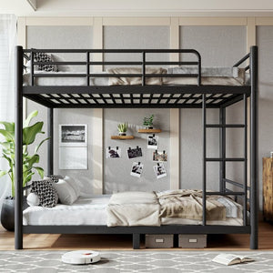 English Elm Queen Over Steel Bunk Bed Converts to Two Separate Frames No Box Spring W1580S00607