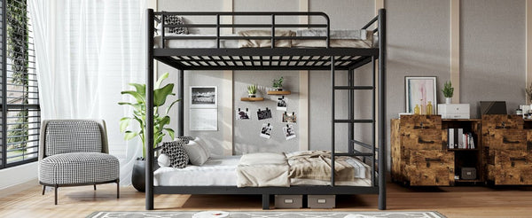 English Elm Queen Over Steel Bunk Bed Converts to Two Separate Frames No Box Spring W1580S00607