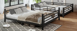 English Elm Queen Over Steel Bunk Bed Converts to Two Separate Frames No Box Spring W1580S00607