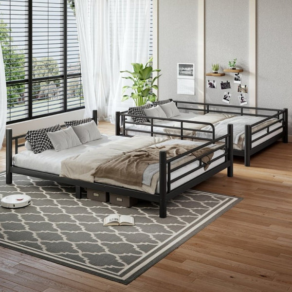 English Elm Queen Over Steel Bunk Bed Converts to Two Separate Frames No Box Spring W1580S00607
