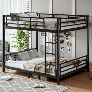 English Elm Queen Over Steel Bunk Bed Converts to Two Separate Frames No Box Spring W1580S00607