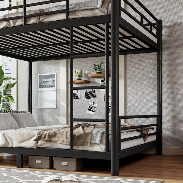English Elm Queen Over Steel Bunk Bed Converts to Two Separate Frames No Box Spring W1580S00607