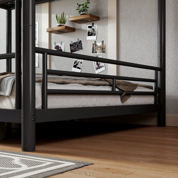 English Elm Queen Over Steel Bunk Bed Converts to Two Separate Frames No Box Spring W1580S00607