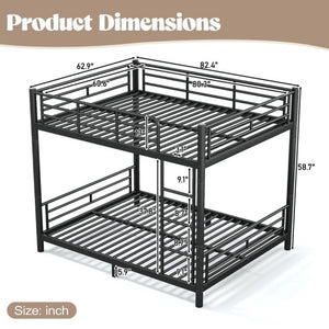 English Elm Queen Over Steel Bunk Bed Converts to Two Separate Frames No Box Spring W1580S00607