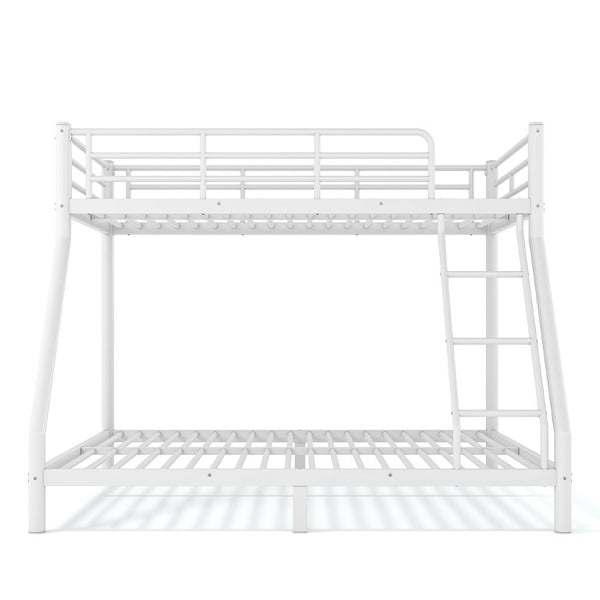 English Elm Twin XL Over Queen Steel Bunk Bed Heavy Duty Round Tube Frame for Teens and Adults White W1580S00612