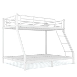 English Elm Twin XL Over Queen Steel Bunk Bed Heavy Duty Round Tube Frame for Teens and Adults White W1580S00612