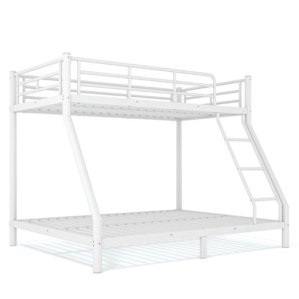 English Elm Twin XL Over Queen Steel Bunk Bed Heavy Duty Round Tube Frame for Teens and Adults White W1580S00612