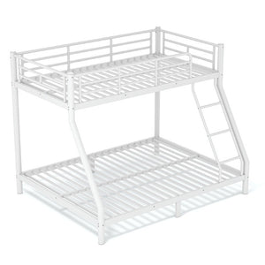 English Elm Twin XL Over Queen Steel Bunk Bed Heavy Duty Round Tube Frame for Teens and Adults White W1580S00612