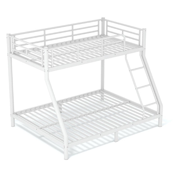 English Elm Twin XL Over Queen Steel Bunk Bed Heavy Duty Round Tube Frame for Teens and Adults White W1580S00612