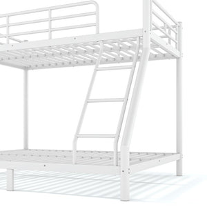English Elm Twin XL Over Queen Steel Bunk Bed Heavy Duty Round Tube Frame for Teens and Adults White W1580S00612