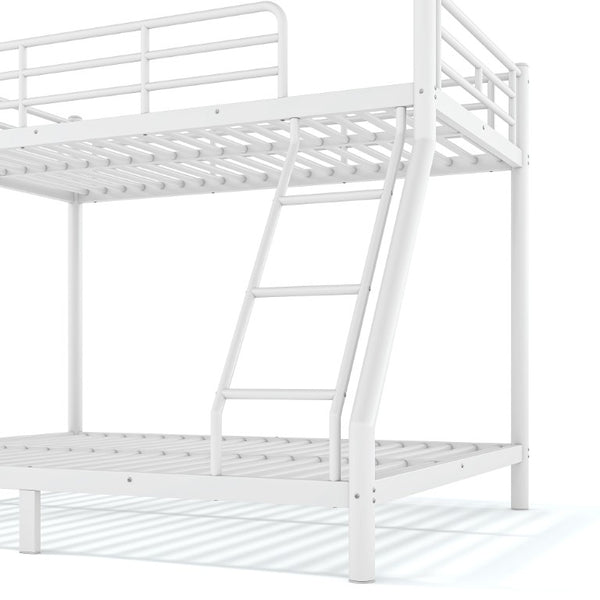 English Elm Twin XL Over Queen Steel Bunk Bed Heavy Duty Round Tube Frame for Teens and Adults White W1580S00612