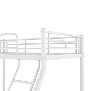 English Elm Twin XL Over Queen Steel Bunk Bed Heavy Duty Round Tube Frame for Teens and Adults White W1580S00612
