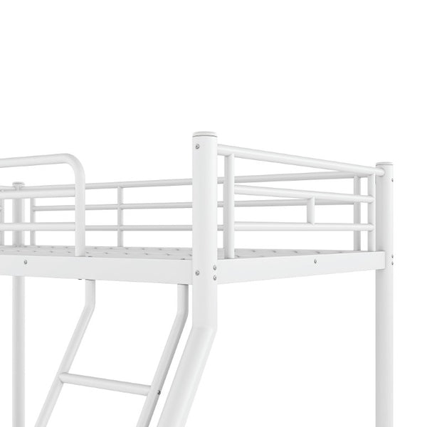 English Elm Twin XL Over Queen Steel Bunk Bed Heavy Duty Round Tube Frame for Teens and Adults White W1580S00612