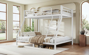 English Elm Twin XL Over Queen Steel Bunk Bed Heavy Duty Round Tube Frame for Teens and Adults White W1580S00612