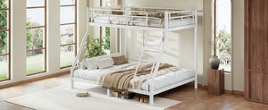 English Elm Twin XL Over Queen Steel Bunk Bed Heavy Duty Round Tube Frame for Teens and Adults White W1580S00612