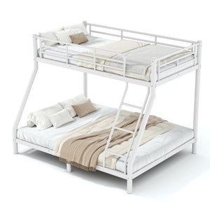 English Elm Twin XL Over Queen Steel Bunk Bed Heavy Duty Round Tube Frame for Teens and Adults White W1580S00612