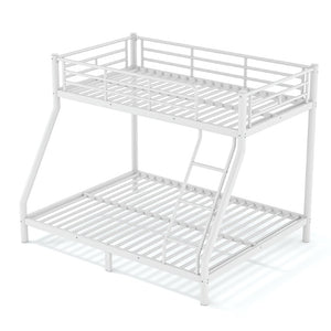 English Elm Twin XL Over Queen Steel Bunk Bed Heavy Duty Round Tube Frame for Teens and Adults White W1580S00612