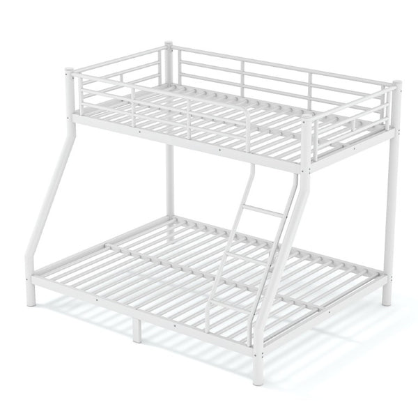 English Elm Twin XL Over Queen Steel Bunk Bed Heavy Duty Round Tube Frame for Teens and Adults White W1580S00612