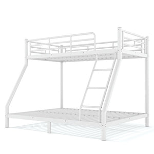English Elm Twin XL Over Queen Steel Bunk Bed Heavy Duty Round Tube Frame for Teens and Adults White W1580S00612