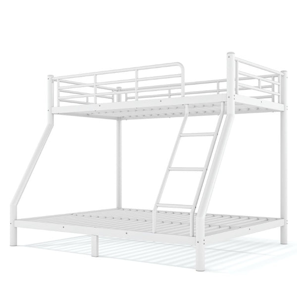 English Elm Twin XL Over Queen Steel Bunk Bed Heavy Duty Round Tube Frame for Teens and Adults White W1580S00612