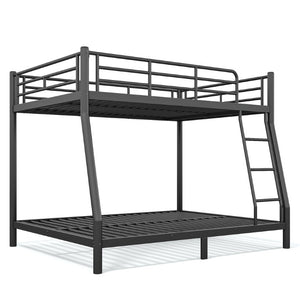 English Elm Twin XL Over Queen Steel Bunk Bed Heavy Duty Round Tube Frame for Teens and Adults Black W1580S00613
