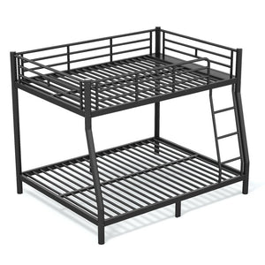 English Elm Twin XL Over Queen Steel Bunk Bed Heavy Duty Round Tube Frame for Teens and Adults Black W1580S00613