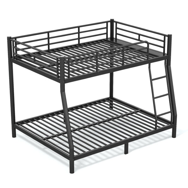 English Elm Twin XL Over Queen Steel Bunk Bed Heavy Duty Round Tube Frame for Teens and Adults Black W1580S00613