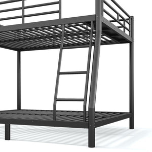 English Elm Twin XL Over Queen Steel Bunk Bed Heavy Duty Round Tube Frame for Teens and Adults Black W1580S00613