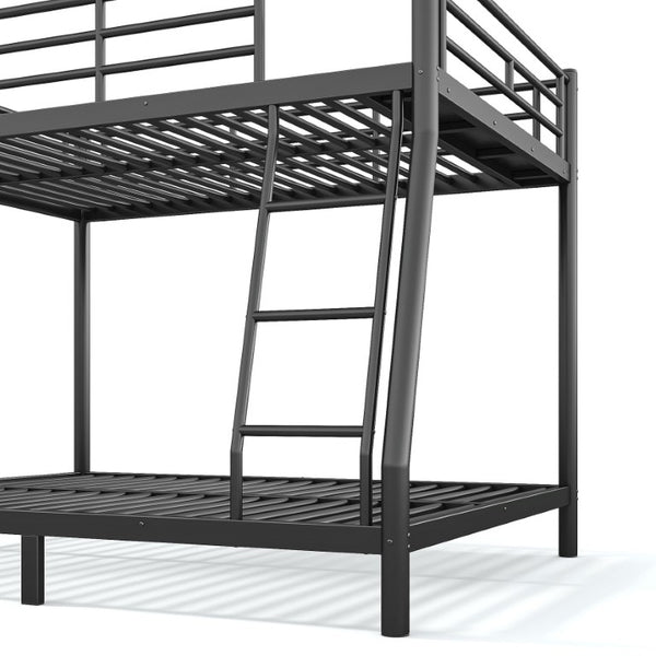 English Elm Twin XL Over Queen Steel Bunk Bed Heavy Duty Round Tube Frame for Teens and Adults Black W1580S00613