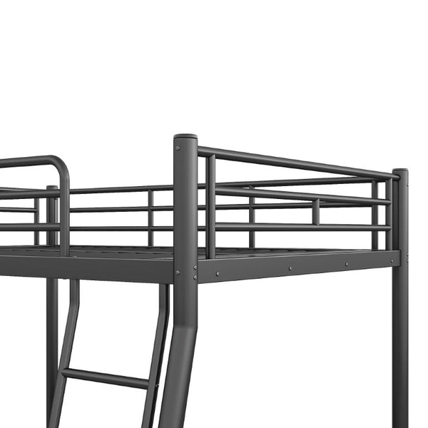 English Elm Twin XL Over Queen Steel Bunk Bed Heavy Duty Round Tube Frame for Teens and Adults Black W1580S00613