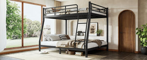 English Elm Twin XL Over Queen Steel Bunk Bed Heavy Duty Round Tube Frame for Teens and Adults Black W1580S00613