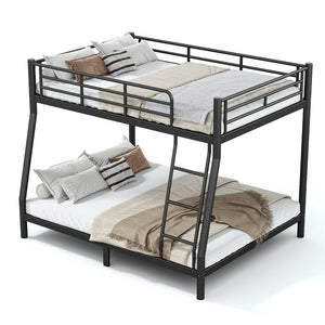 English Elm Twin XL Over Queen Steel Bunk Bed Heavy Duty Round Tube Frame for Teens and Adults Black W1580S00613