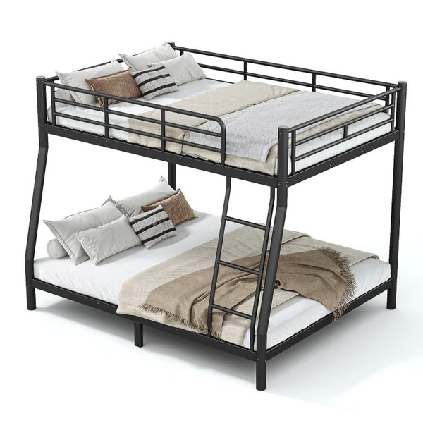 English Elm Twin XL Over Queen Steel Bunk Bed Heavy Duty Round Tube Frame for Teens and Adults Black W1580S00613