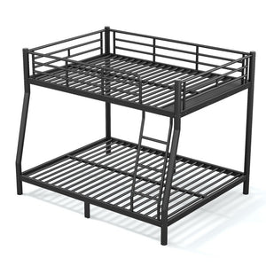 English Elm Twin XL Over Queen Steel Bunk Bed Heavy Duty Round Tube Frame for Teens and Adults Black W1580S00613