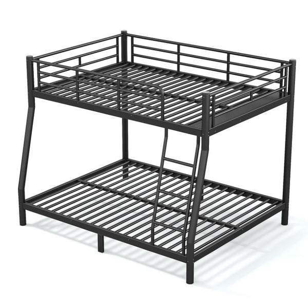 English Elm Twin XL Over Queen Steel Bunk Bed Heavy Duty Round Tube Frame for Teens and Adults Black W1580S00613